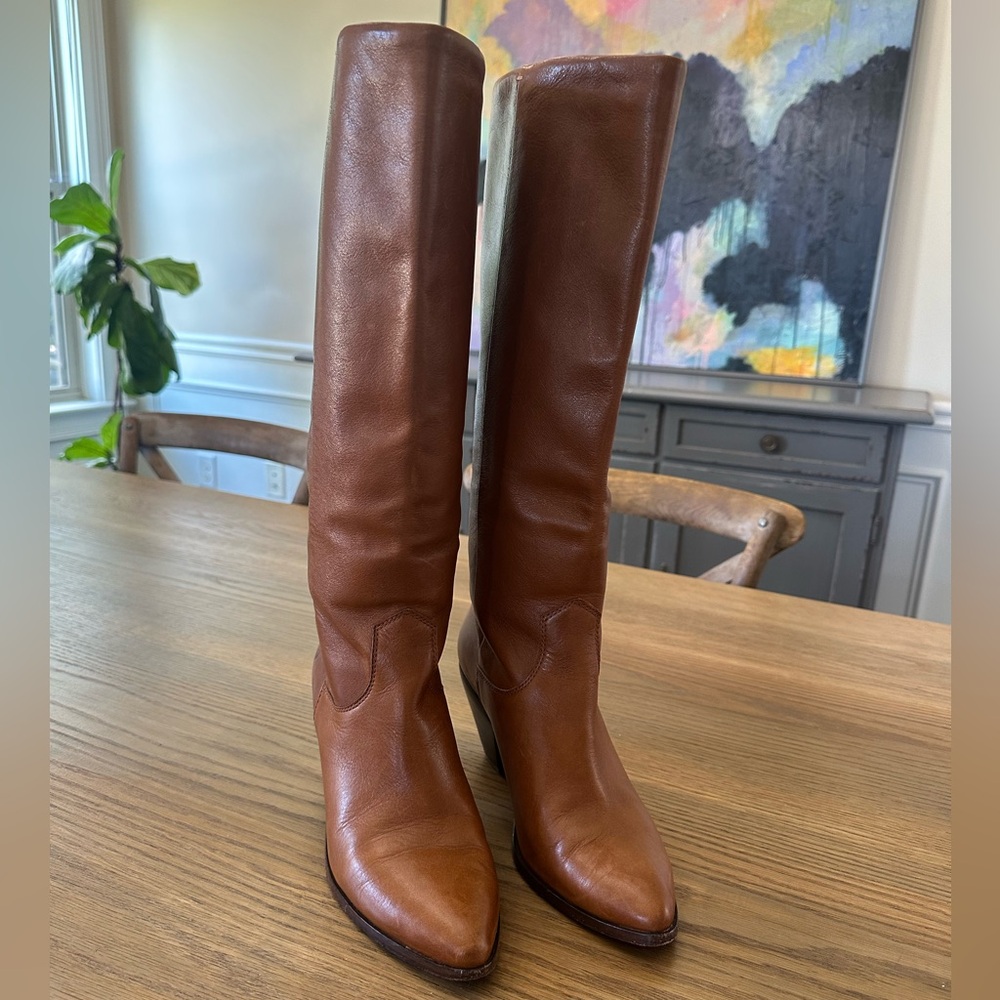 Frye Lila cognac Leather Knee-High Boots size 8.5 - Picture 2 of 7